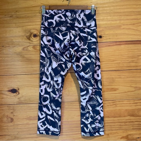 Lululemon Wunder Under Crop Leggings Graffiti Pop Antoinette True Navy 6 W6AW3S - Picture 3 of 10